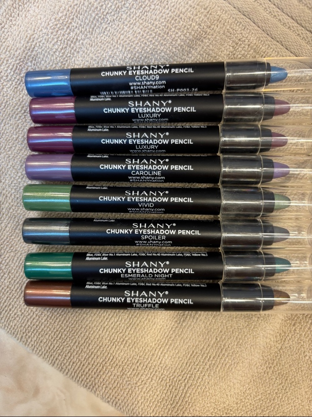 SHANY Chunky Eyeshadow Pencil Set - Blue, Purple, Green, Bronze, Teal, Truffle